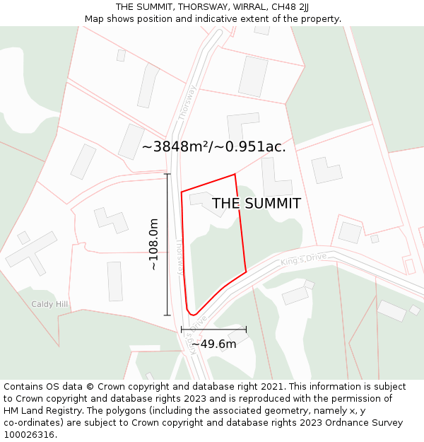 THE SUMMIT, THORSWAY, WIRRAL, CH48 2JJ: Plot and title map