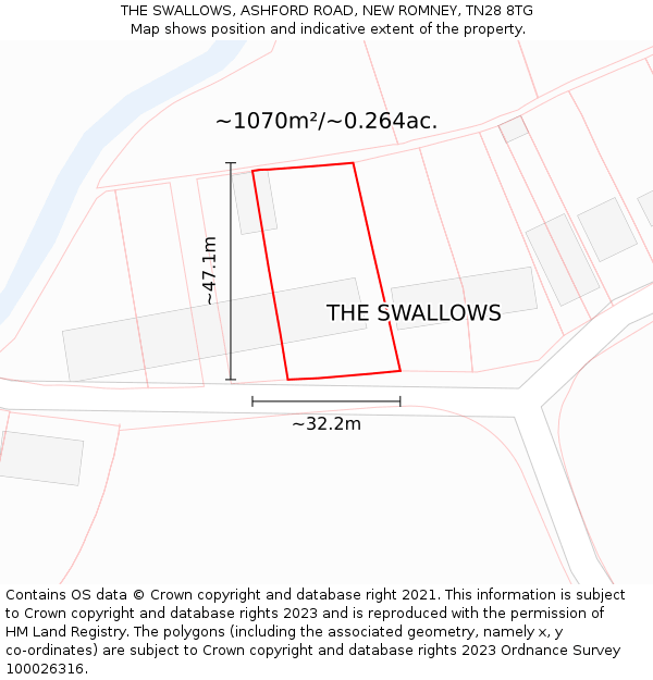 THE SWALLOWS, ASHFORD ROAD, NEW ROMNEY, TN28 8TG: Plot and title map