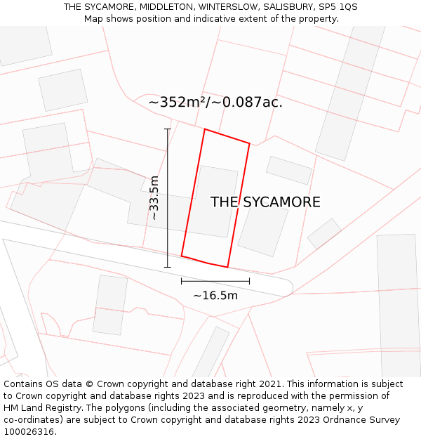 THE SYCAMORE, MIDDLETON, WINTERSLOW, SALISBURY, SP5 1QS: Plot and title map