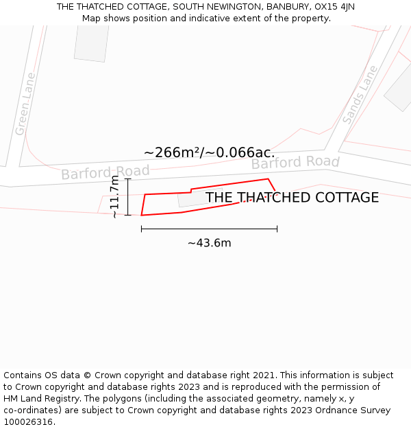 THE THATCHED COTTAGE, SOUTH NEWINGTON, BANBURY, OX15 4JN: Plot and title map