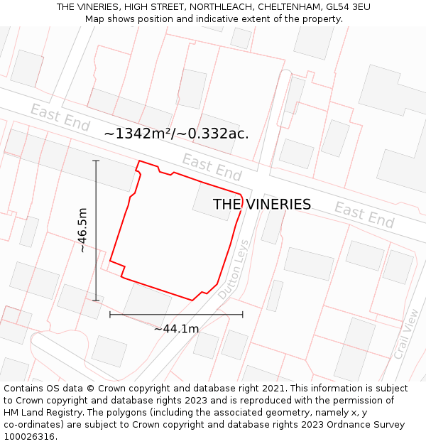 THE VINERIES, HIGH STREET, NORTHLEACH, CHELTENHAM, GL54 3EU: Plot and title map