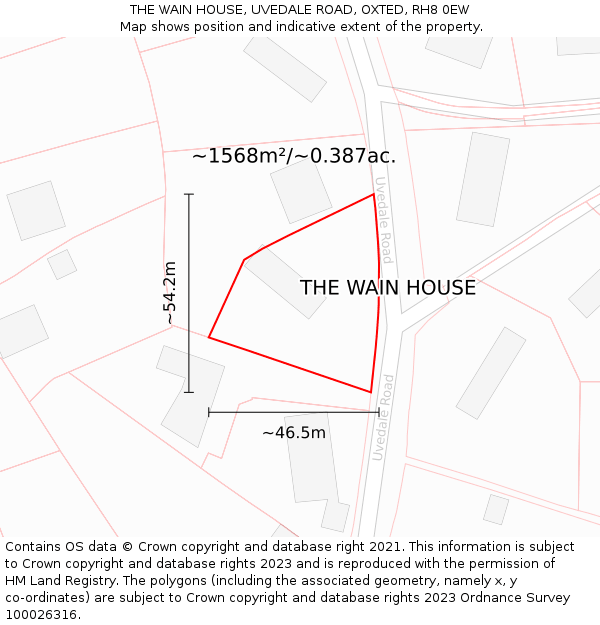 THE WAIN HOUSE, UVEDALE ROAD, OXTED, RH8 0EW: Plot and title map