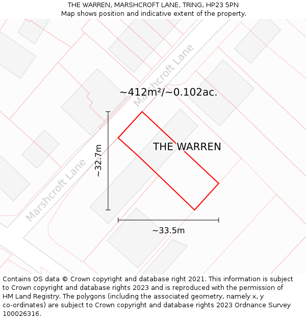 THE WARREN, MARSHCROFT LANE, TRING, HP23 5PN: Plot and title map