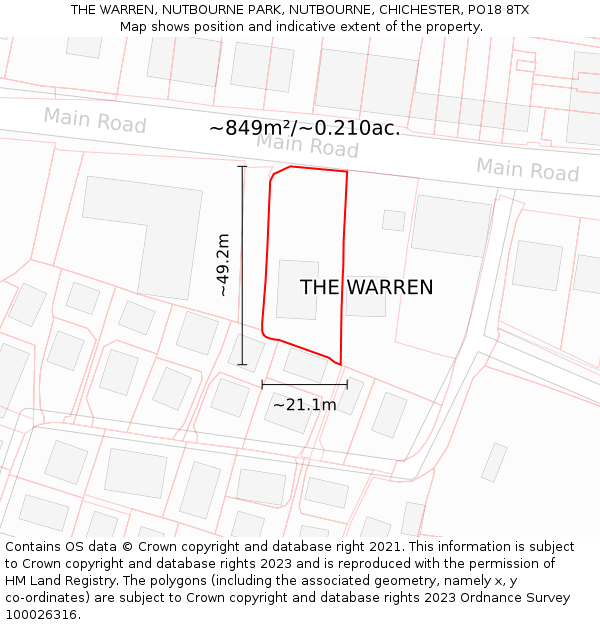 THE WARREN, NUTBOURNE PARK, NUTBOURNE, CHICHESTER, PO18 8TX: Plot and title map
