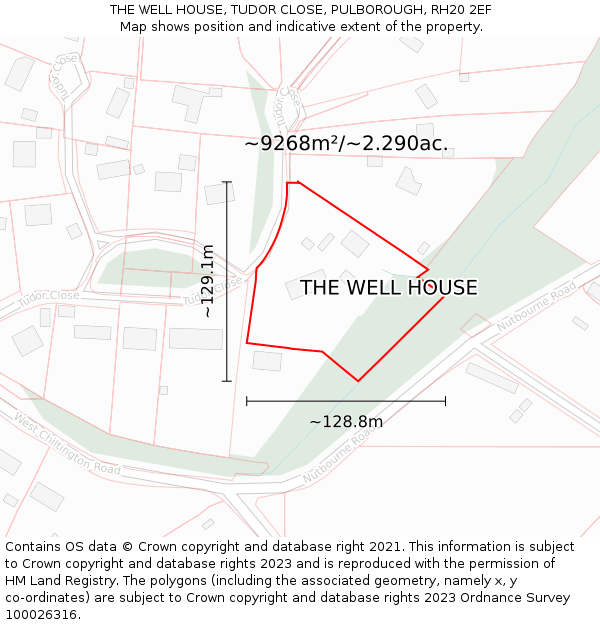 THE WELL HOUSE, TUDOR CLOSE, PULBOROUGH, RH20 2EF: Plot and title map
