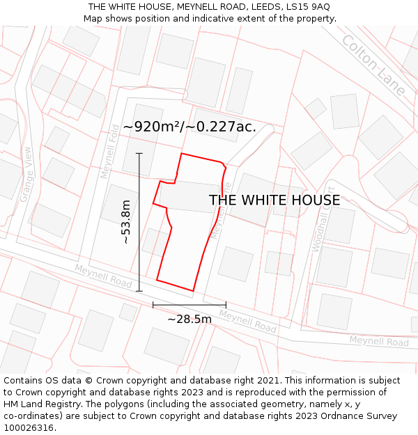THE WHITE HOUSE, MEYNELL ROAD, LEEDS, LS15 9AQ: Plot and title map