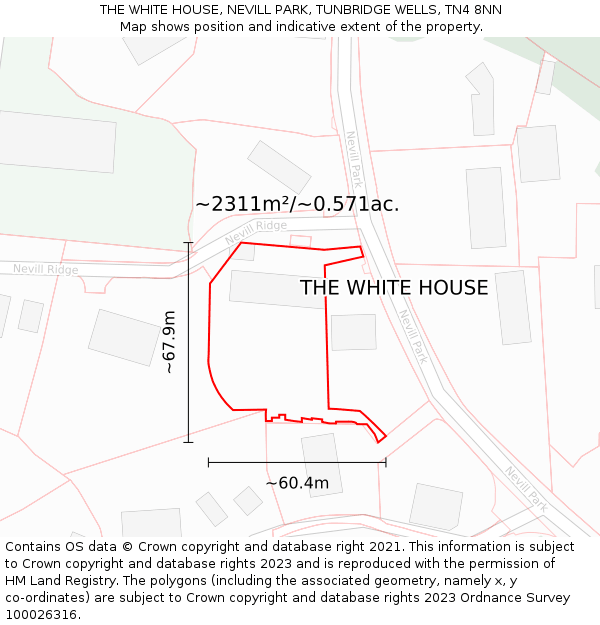 THE WHITE HOUSE, NEVILL PARK, TUNBRIDGE WELLS, TN4 8NN: Plot and title map