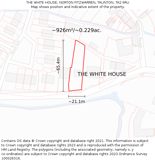 THE WHITE HOUSE, NORTON FITZWARREN, TAUNTON, TA2 6RU: Plot and title map