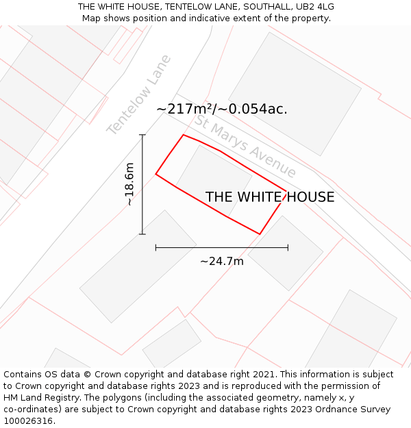 THE WHITE HOUSE, TENTELOW LANE, SOUTHALL, UB2 4LG: Plot and title map