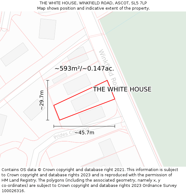 THE WHITE HOUSE, WINKFIELD ROAD, ASCOT, SL5 7LP: Plot and title map