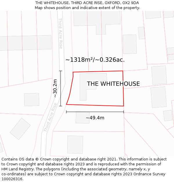 THE WHITEHOUSE, THIRD ACRE RISE, OXFORD, OX2 9DA: Plot and title map