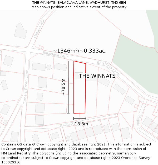 THE WINNATS, BALACLAVA LANE, WADHURST, TN5 6EH: Plot and title map