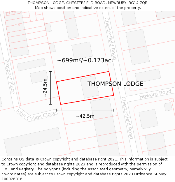 THOMPSON LODGE, CHESTERFIELD ROAD, NEWBURY, RG14 7QB: Plot and title map
