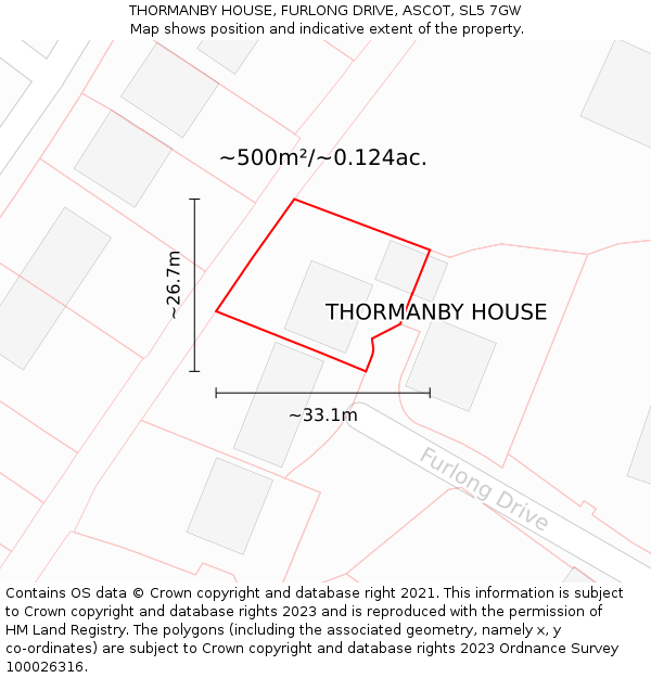 THORMANBY HOUSE, FURLONG DRIVE, ASCOT, SL5 7GW: Plot and title map