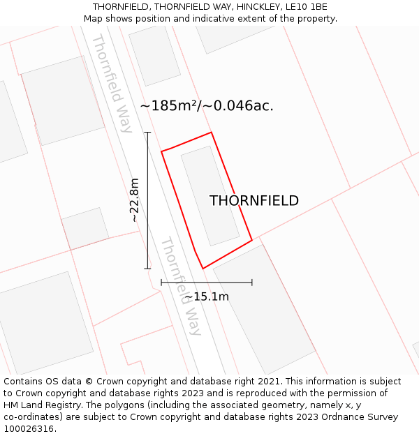 THORNFIELD, THORNFIELD WAY, HINCKLEY, LE10 1BE: Plot and title map