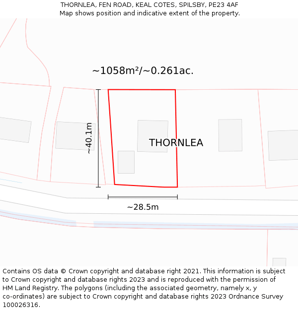 THORNLEA, FEN ROAD, KEAL COTES, SPILSBY, PE23 4AF: Plot and title map