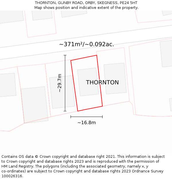 THORNTON, GUNBY ROAD, ORBY, SKEGNESS, PE24 5HT: Plot and title map