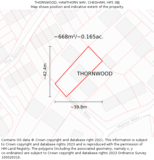 THORNWOOD, HAWTHORN WAY, CHESHAM, HP5 3BJ: Plot and title map