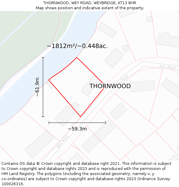 THORNWOOD, WEY ROAD, WEYBRIDGE, KT13 8HR: Plot and title map