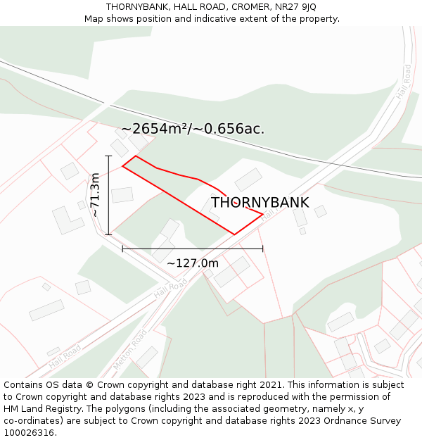 THORNYBANK, HALL ROAD, CROMER, NR27 9JQ: Plot and title map