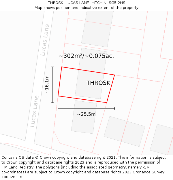 THROSK, LUCAS LANE, HITCHIN, SG5 2HS: Plot and title map