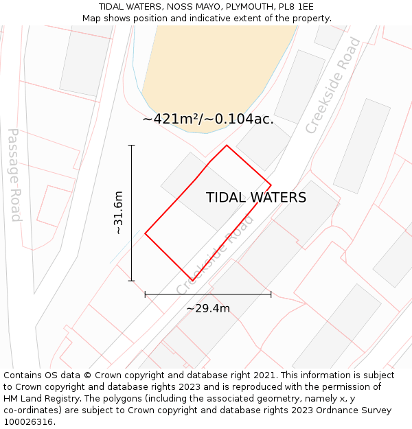 TIDAL WATERS, NOSS MAYO, PLYMOUTH, PL8 1EE: Plot and title map