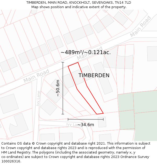 TIMBERDEN, MAIN ROAD, KNOCKHOLT, SEVENOAKS, TN14 7LD: Plot and title map