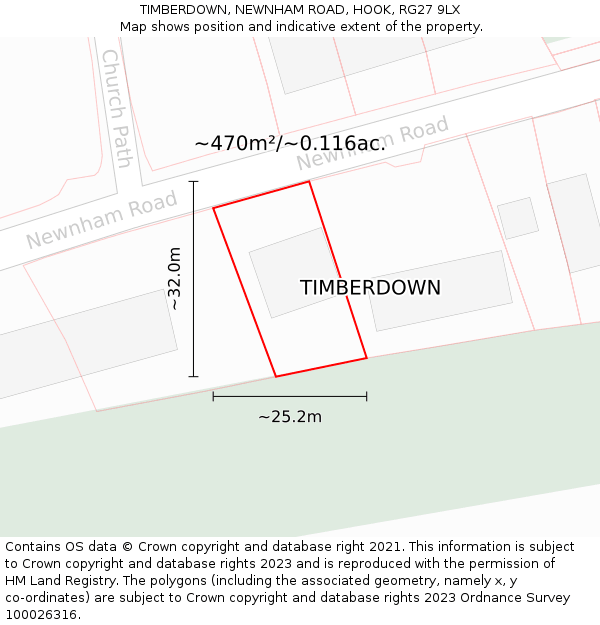 TIMBERDOWN, NEWNHAM ROAD, HOOK, RG27 9LX: Plot and title map