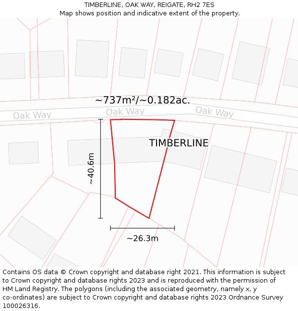 TIMBERLINE, OAK WAY, REIGATE, RH2 7ES: Plot and title map