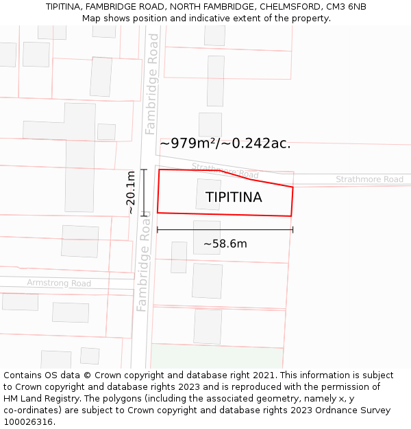 TIPITINA, FAMBRIDGE ROAD, NORTH FAMBRIDGE, CHELMSFORD, CM3 6NB: Plot and title map