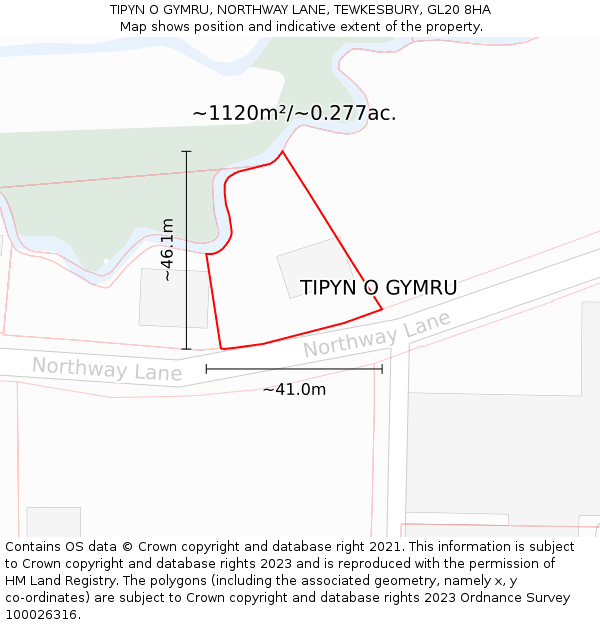 TIPYN O GYMRU, NORTHWAY LANE, TEWKESBURY, GL20 8HA: Plot and title map