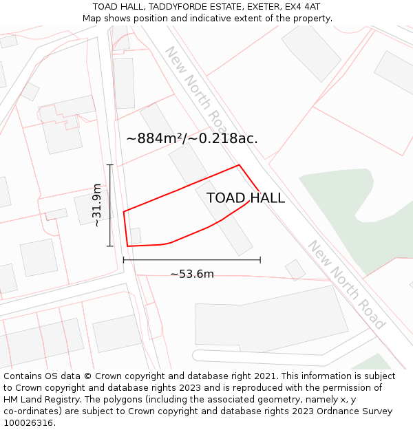 TOAD HALL, TADDYFORDE ESTATE, EXETER, EX4 4AT: Plot and title map