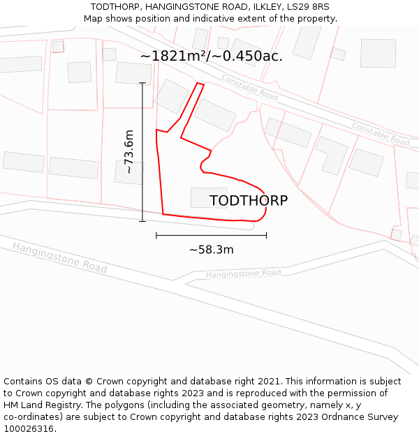 TODTHORP, HANGINGSTONE ROAD, ILKLEY, LS29 8RS: Plot and title map