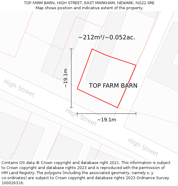 TOP FARM BARN, HIGH STREET, EAST MARKHAM, NEWARK, NG22 0RE: Plot and title map