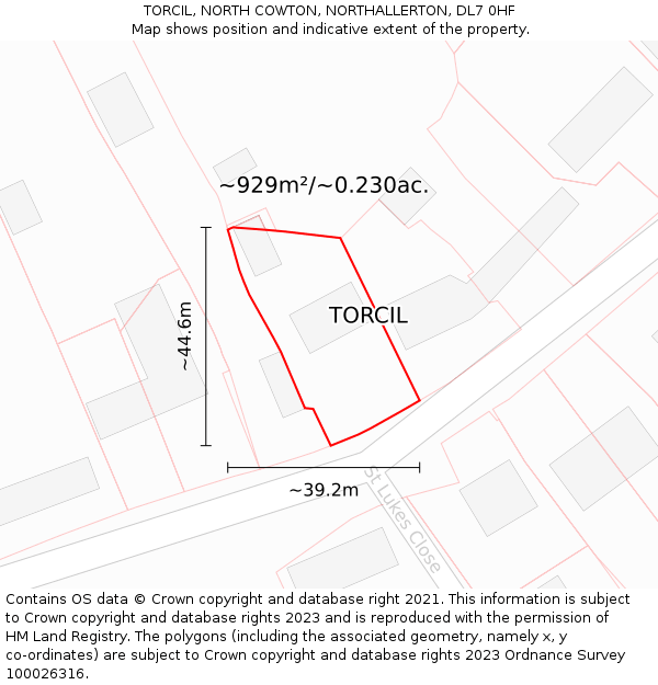 TORCIL, NORTH COWTON, NORTHALLERTON, DL7 0HF: Plot and title map
