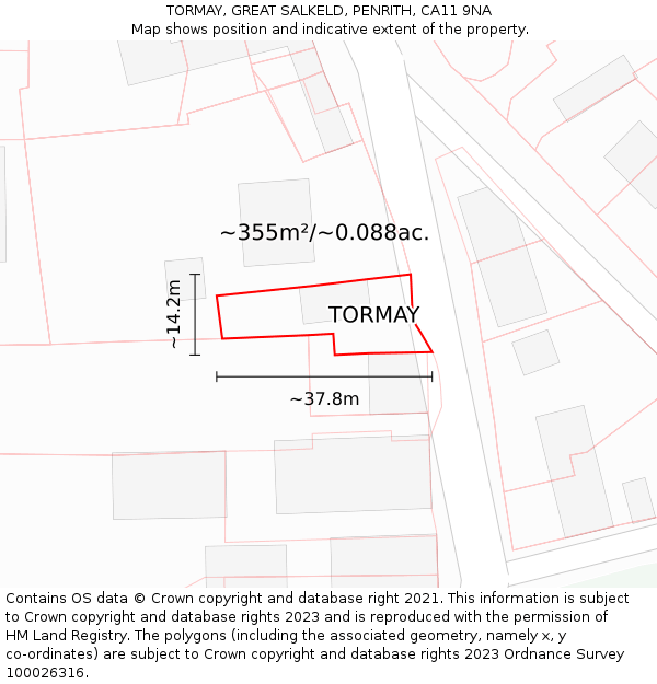 TORMAY, GREAT SALKELD, PENRITH, CA11 9NA: Plot and title map