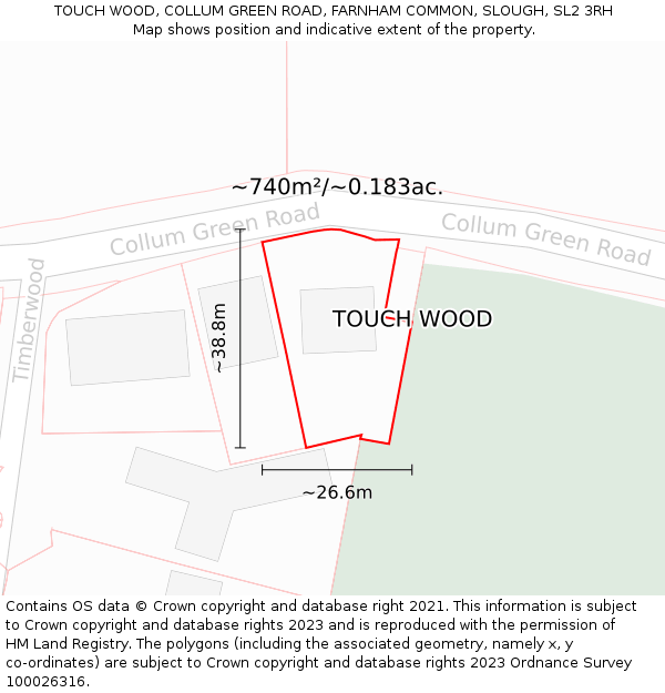 TOUCH WOOD, COLLUM GREEN ROAD, FARNHAM COMMON, SLOUGH, SL2 3RH: Plot and title map