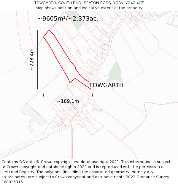 TOWGARTH, SOUTH END, SEATON ROSS, YORK, YO42 4LZ: Plot and title map