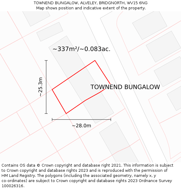 TOWNEND BUNGALOW, ALVELEY, BRIDGNORTH, WV15 6NG: Plot and title map