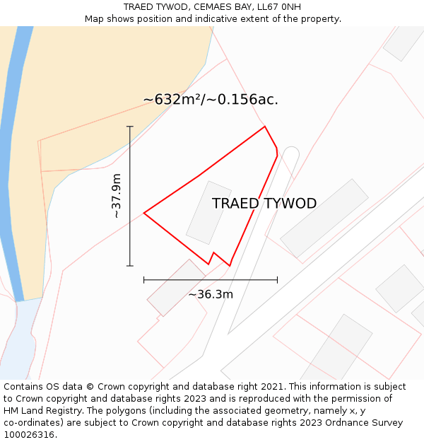 TRAED TYWOD, CEMAES BAY, LL67 0NH: Plot and title map