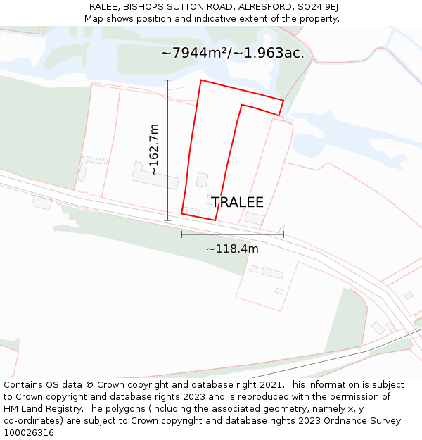 TRALEE, BISHOPS SUTTON ROAD, ALRESFORD, SO24 9EJ: Plot and title map