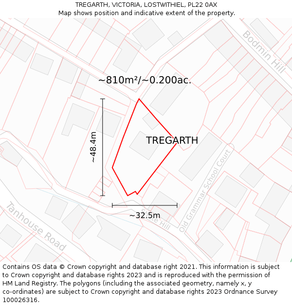 TREGARTH, VICTORIA, LOSTWITHIEL, PL22 0AX: Plot and title map