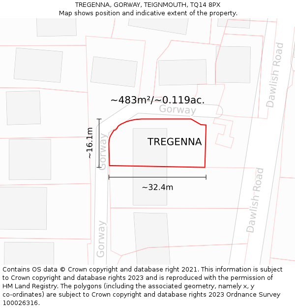 TREGENNA, GORWAY, TEIGNMOUTH, TQ14 8PX: Plot and title map