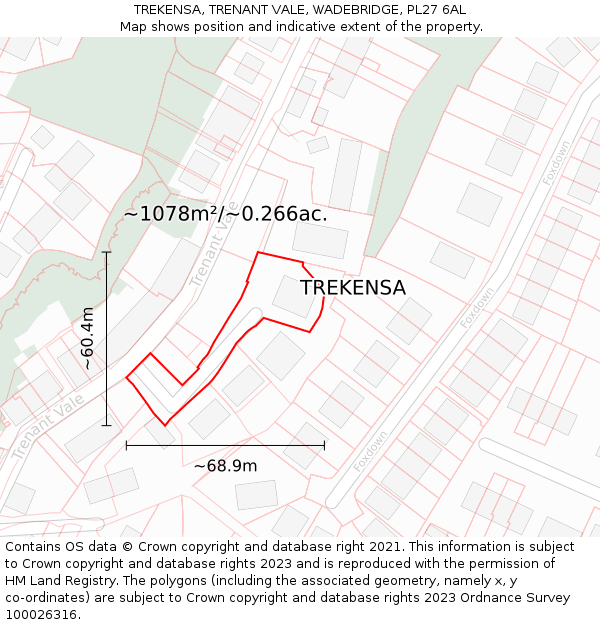 TREKENSA, TRENANT VALE, WADEBRIDGE, PL27 6AL: Plot and title map