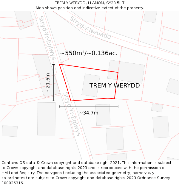 TREM Y WERYDD, LLANON, SY23 5HT: Plot and title map