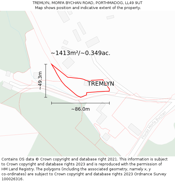 TREMLYN, MORFA BYCHAN ROAD, PORTHMADOG, LL49 9UT: Plot and title map