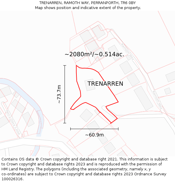 TRENARREN, RAMOTH WAY, PERRANPORTH, TR6 0BY: Plot and title map