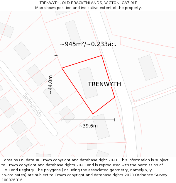 TRENWYTH, OLD BRACKENLANDS, WIGTON, CA7 9LF: Plot and title map