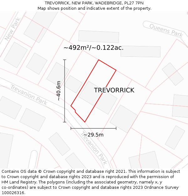 TREVORRICK, NEW PARK, WADEBRIDGE, PL27 7PN: Plot and title map