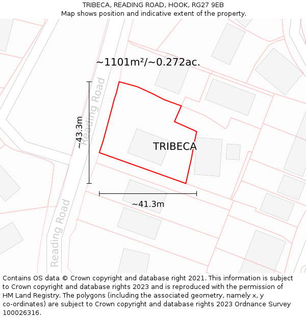 TRIBECA, READING ROAD, HOOK, RG27 9EB: Plot and title map
